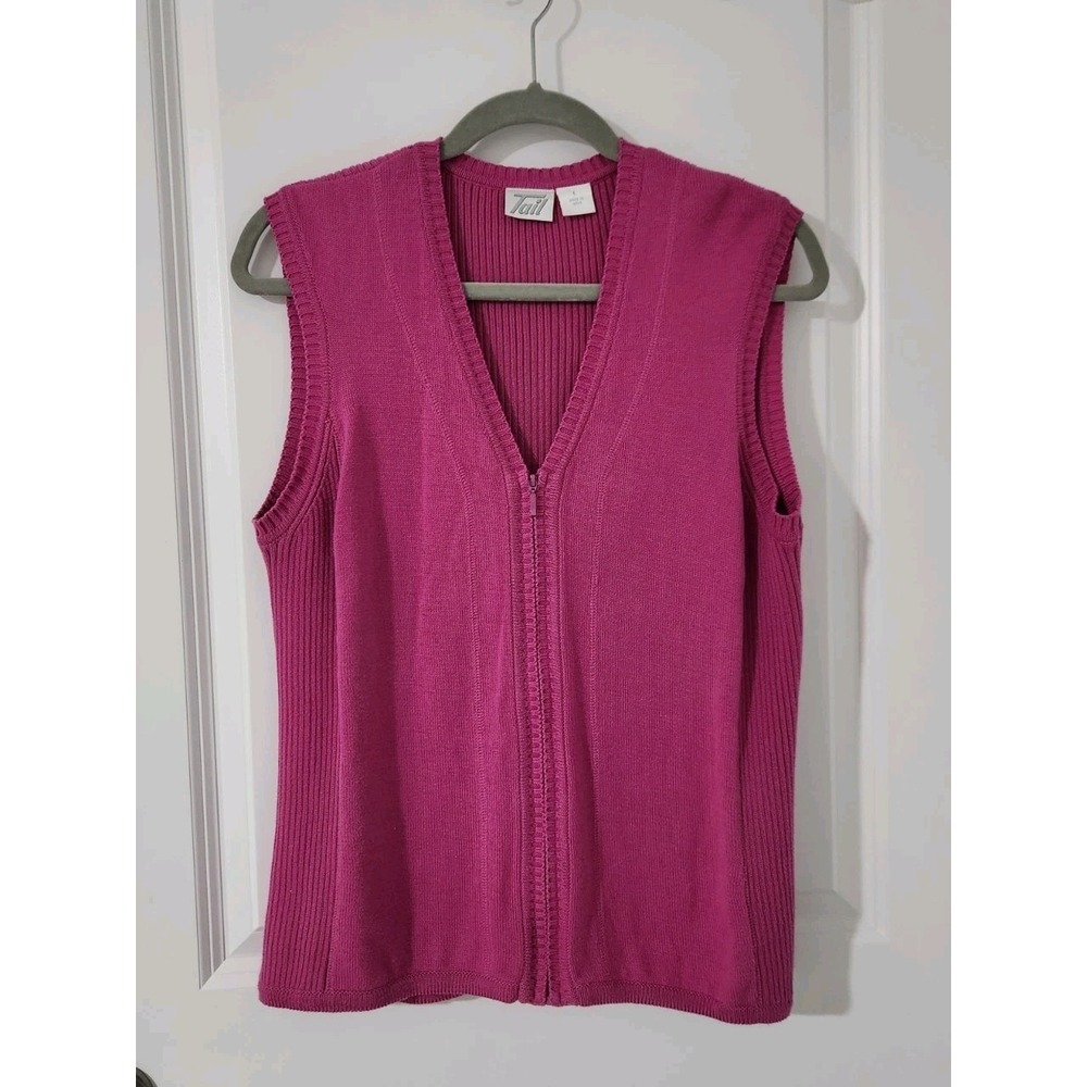 Tail Women's Sweater Knit Vest Zip Golf Activewear Sleeveless Cotton Pink Size L